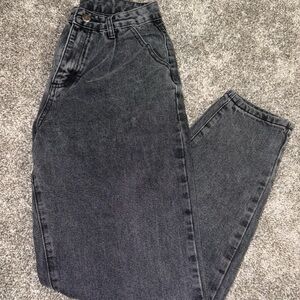 Dark grey high-waisted jeans in size 2 (XS)